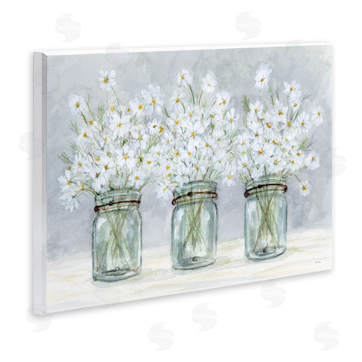 Daisies In Jars Wood Plaque Wall Art, Home Decor by Patti Bishop