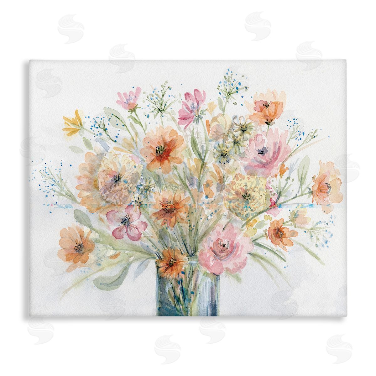 Peach Pink Bouquet Canvas Wall Art, Home Decor by Patti Bishop