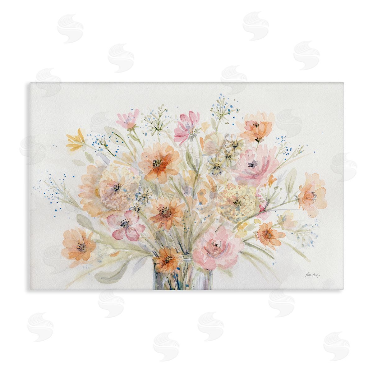 Patti Bishop Blush Pink Bouquet Canvas Wall Art Print