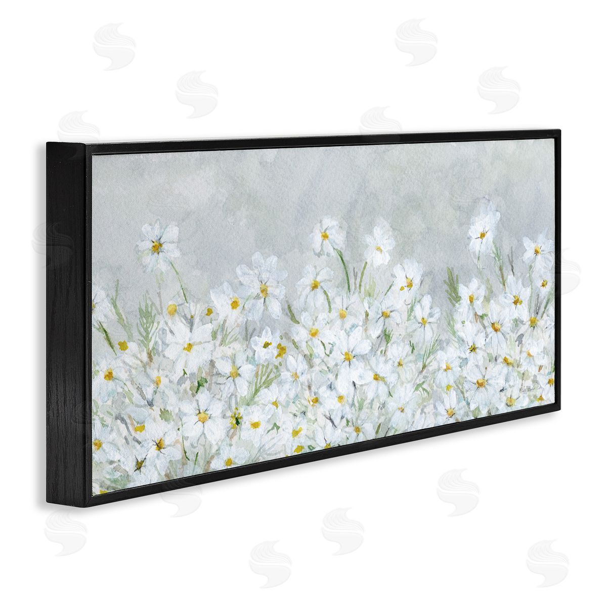Subtle Brushed Daisies Black Frame Print Wall Art, Home Decor by Patti Bishop