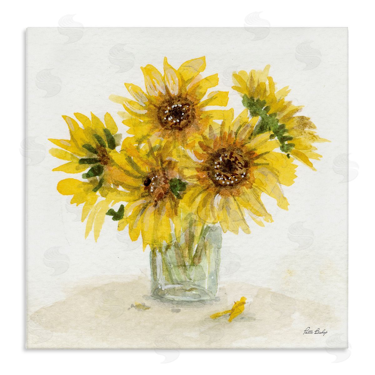 Patti Bishop Sunflower Jar Watercolor Canvas Wall Art Print