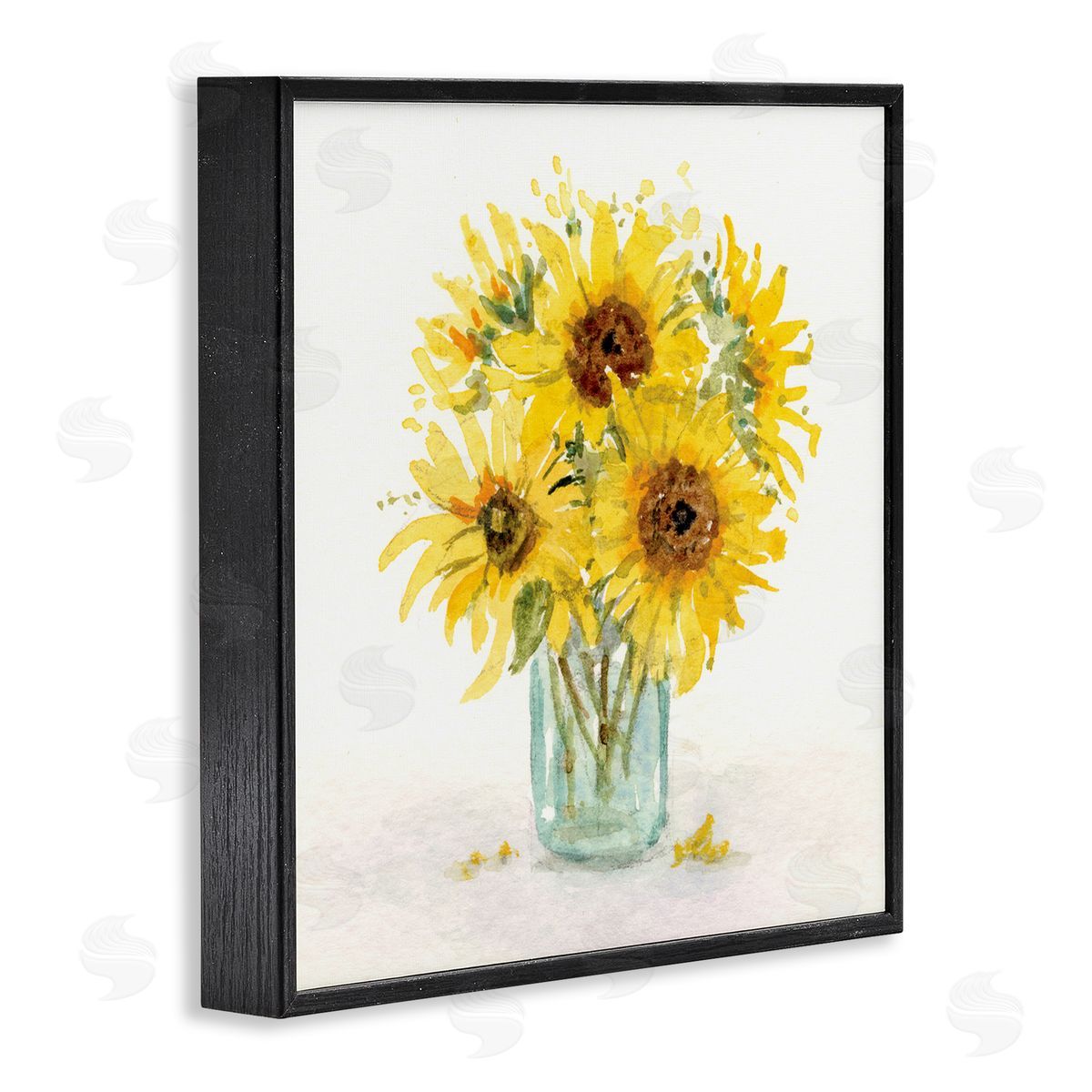Patti Bishop Soft Sunflower Jar Black Framed Giclee Wall Art Print
