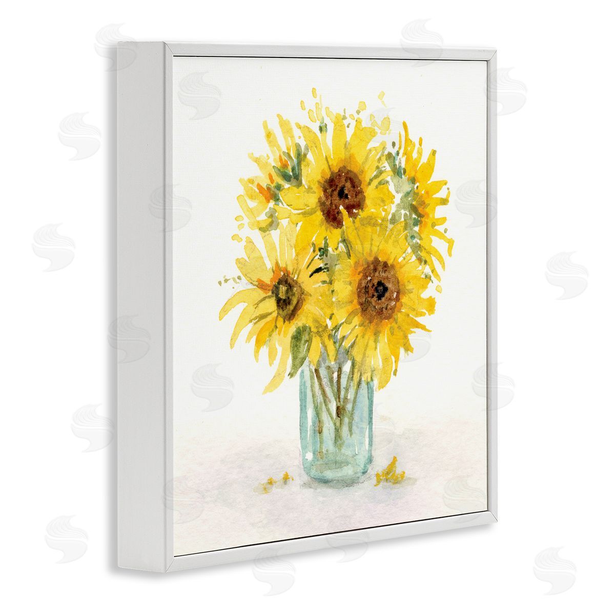 Patti Bishop Soft Sunflower Jar White Framed Giclee Wall Art Print