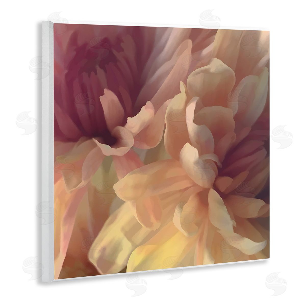 Curling Dahlia Petals Wood Plaque Wall Art, Home Decor by David Pollard