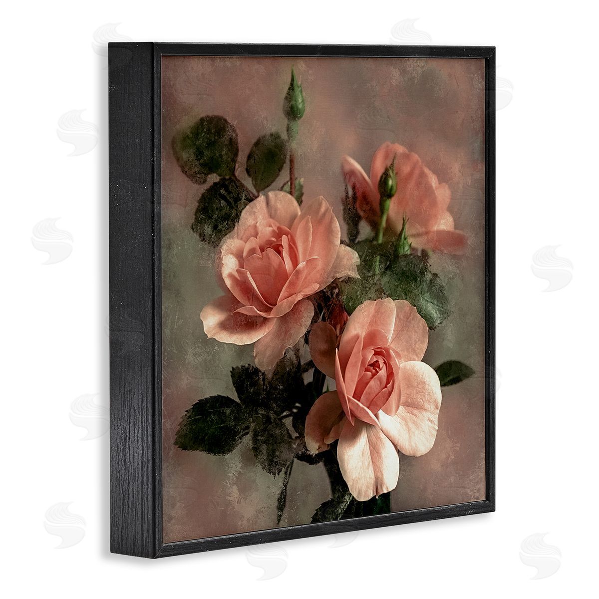 David Pollard Vintage Blush Petals Black Framed Giclee Wall Art Print