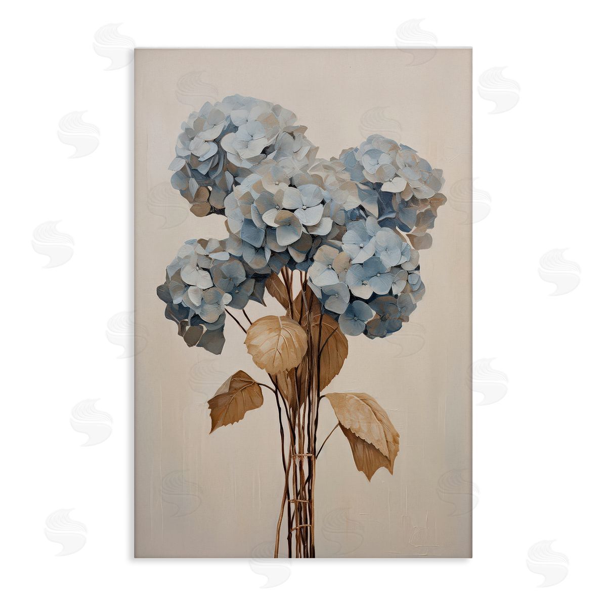 Petal Prints Design Vintage Blue Hydrangea Canvas Wall Art Print