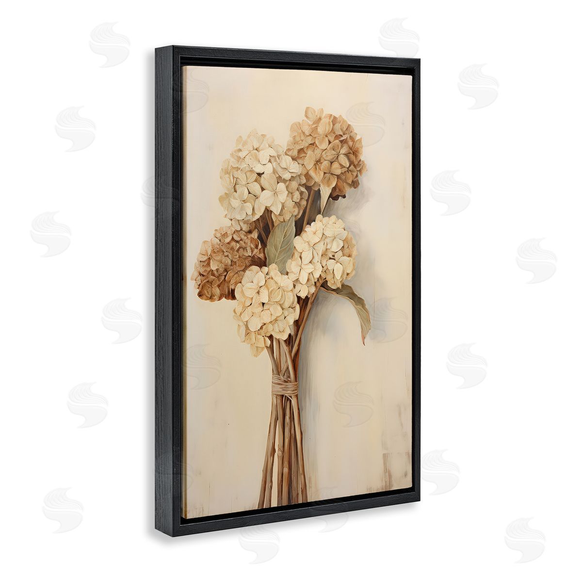 Petal Prints Design Vintage Hydrangea Bundle Black Floating Frame Canvas Wall Art Print