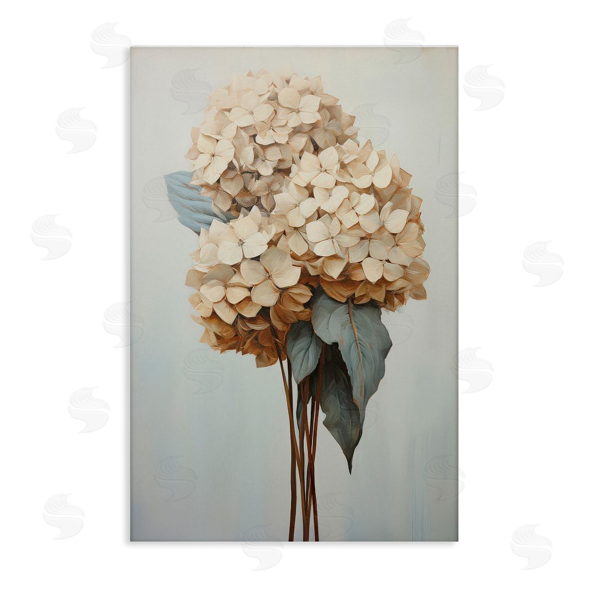 Petal Prints Design Vintage Hydrangea Florets Canvas Wall Art Print