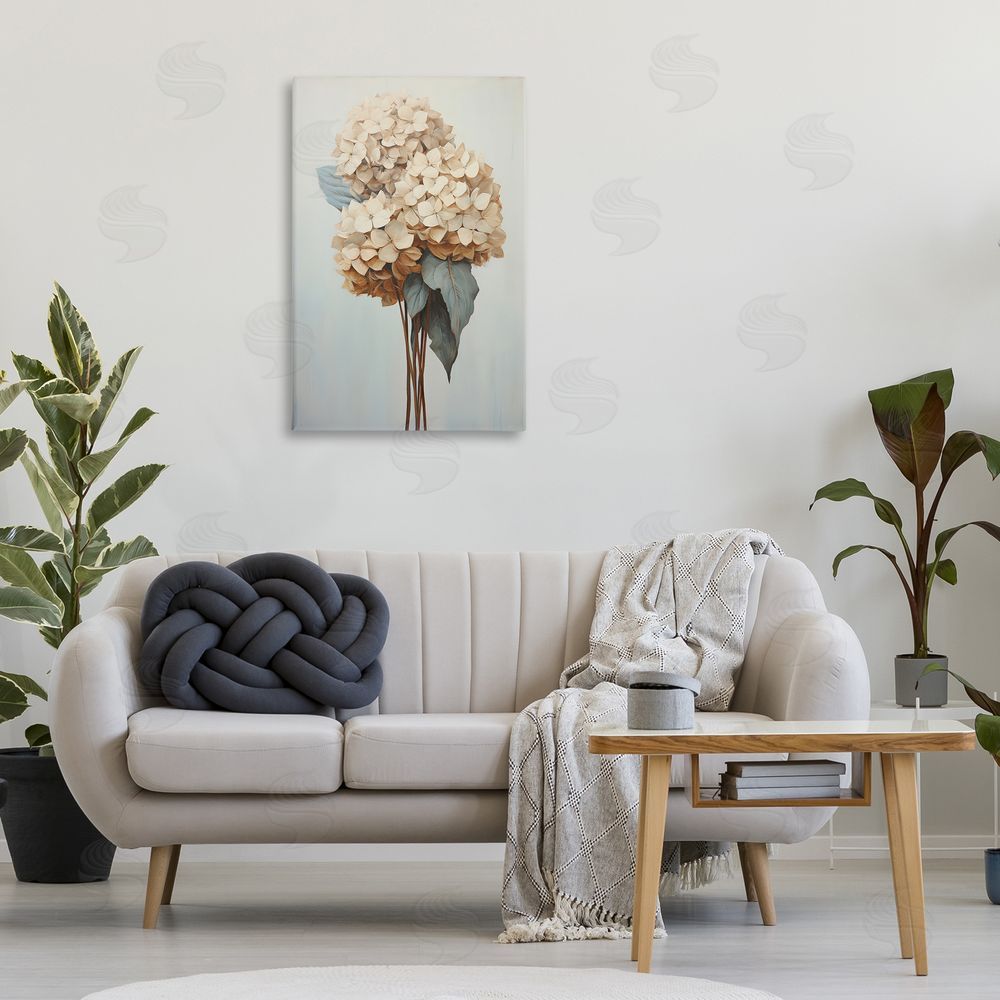 Petal Prints Design Vintage Hydrangea Florets Canvas Wall Art Print in Room