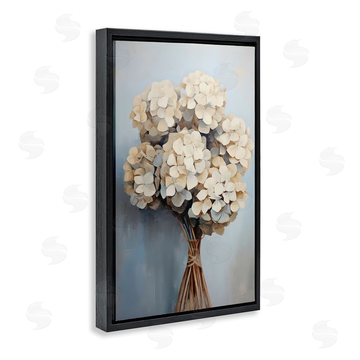 Petal Prints Design Bundle of Hydrangea Black Floating Frame Canvas Wall Art Print