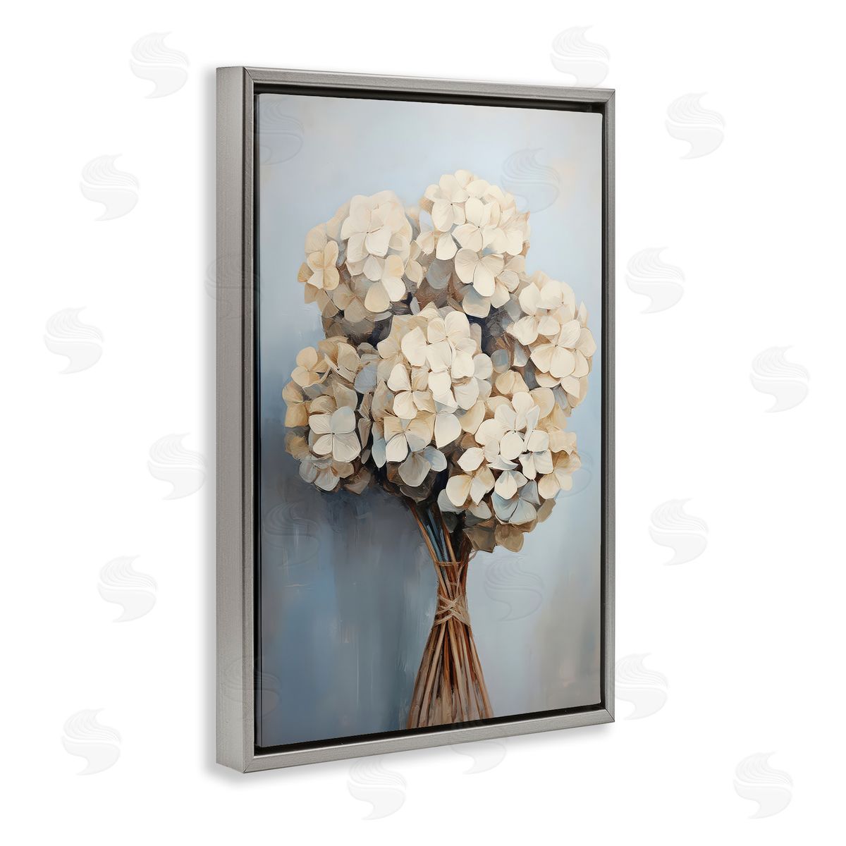 Petal Prints Design Bundle of Hydrangea Gray Floating Frame Canvas Wall Art Print