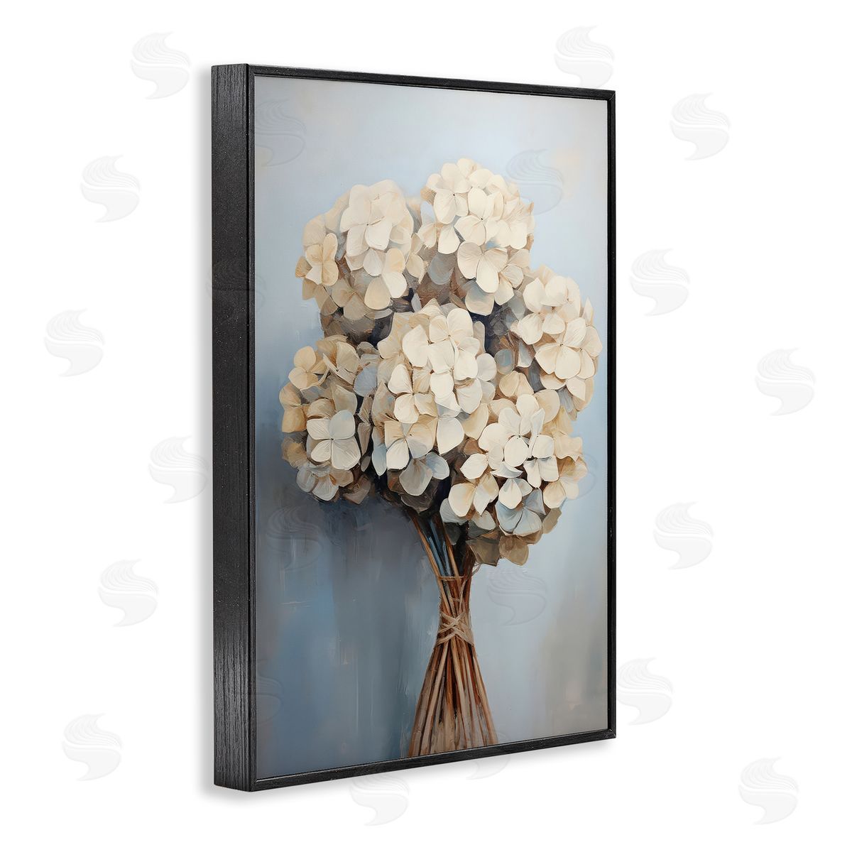 Petal Prints Design Bundle of Hydrangea Black Framed Giclee Wall Art Print