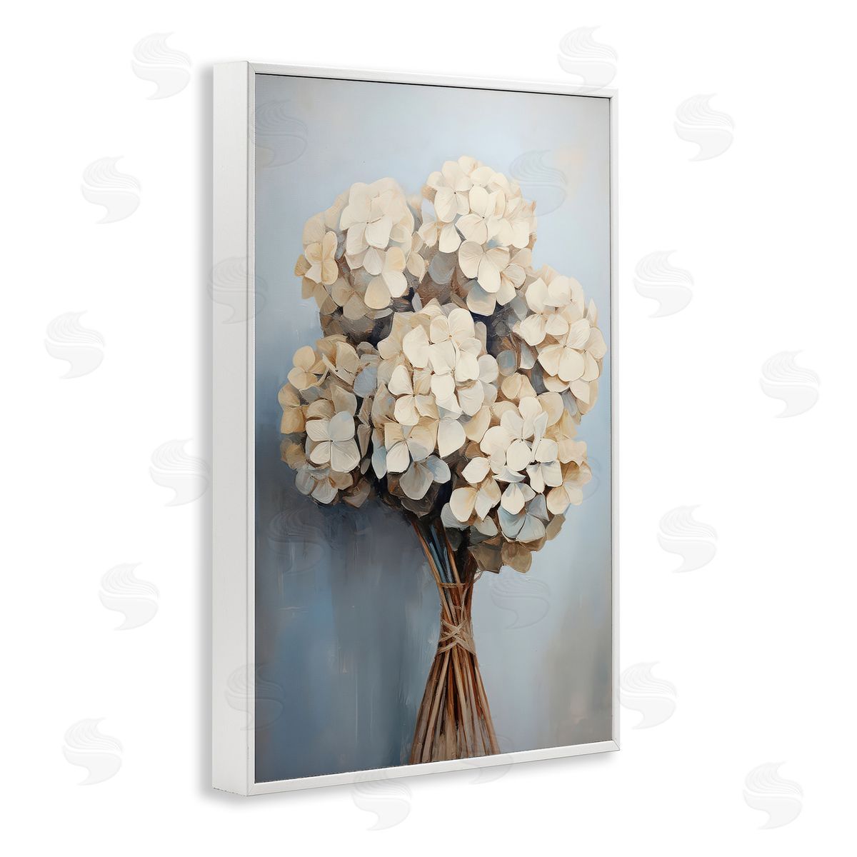 Petal Prints Design Bundle of Hydrangea White Framed Giclee Wall Art Print