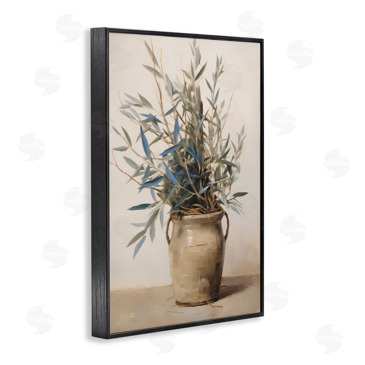 Petal Prints Design Country Pottery Plant Black Framed Giclee Wall Art Print