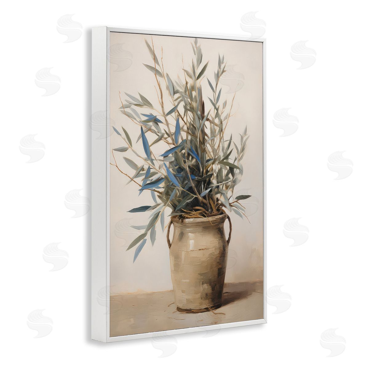 Petal Prints Design Country Pottery Plant White Framed Giclee Wall Art Print