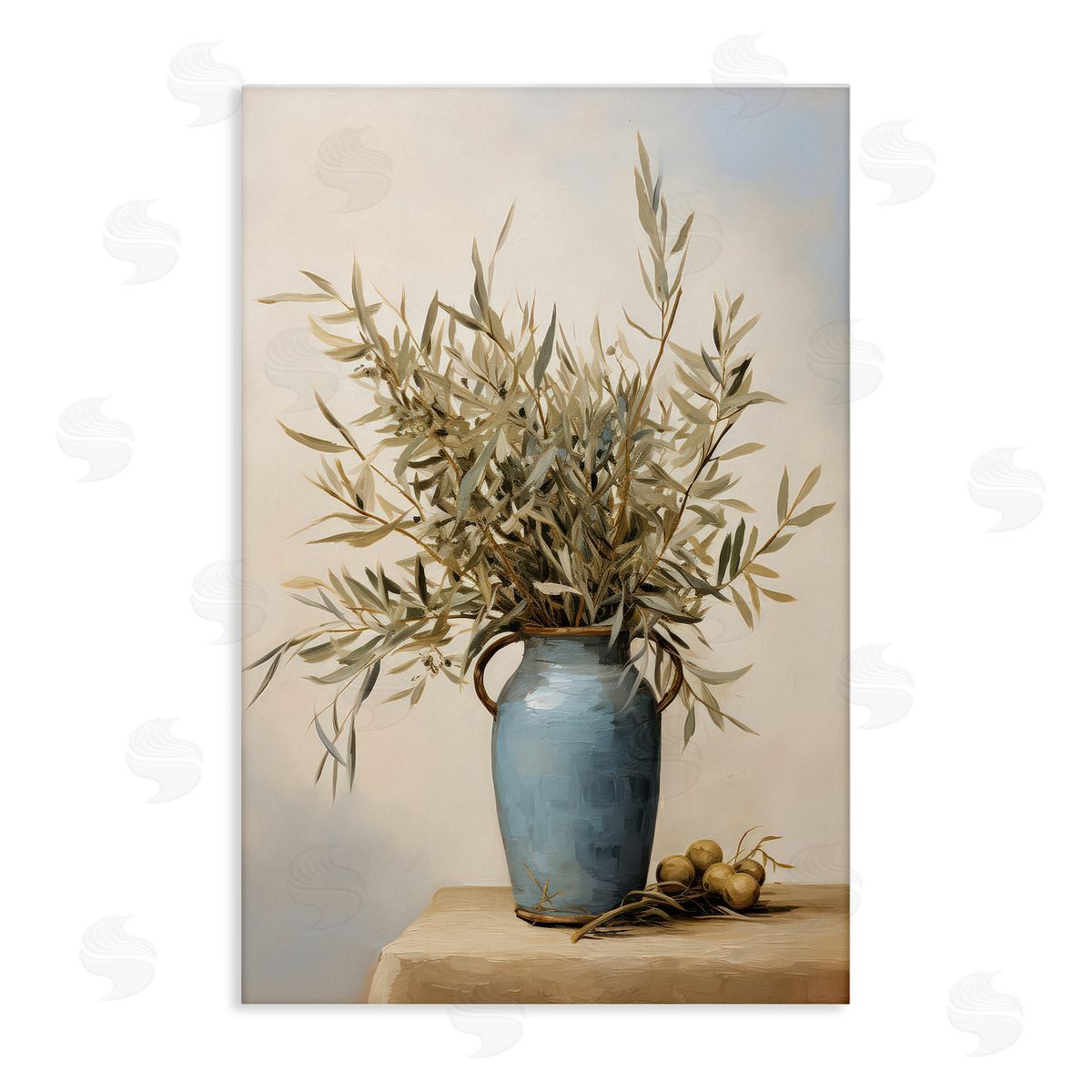 Petal Prints Design Rustic Pottery Plant Canvas Wall Art Print