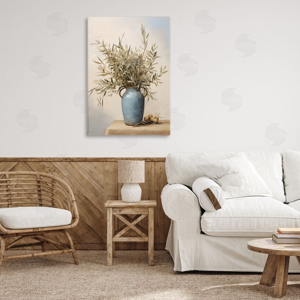Petal Prints Design Rustic Pottery Plant Canvas Wall Art Print in Room