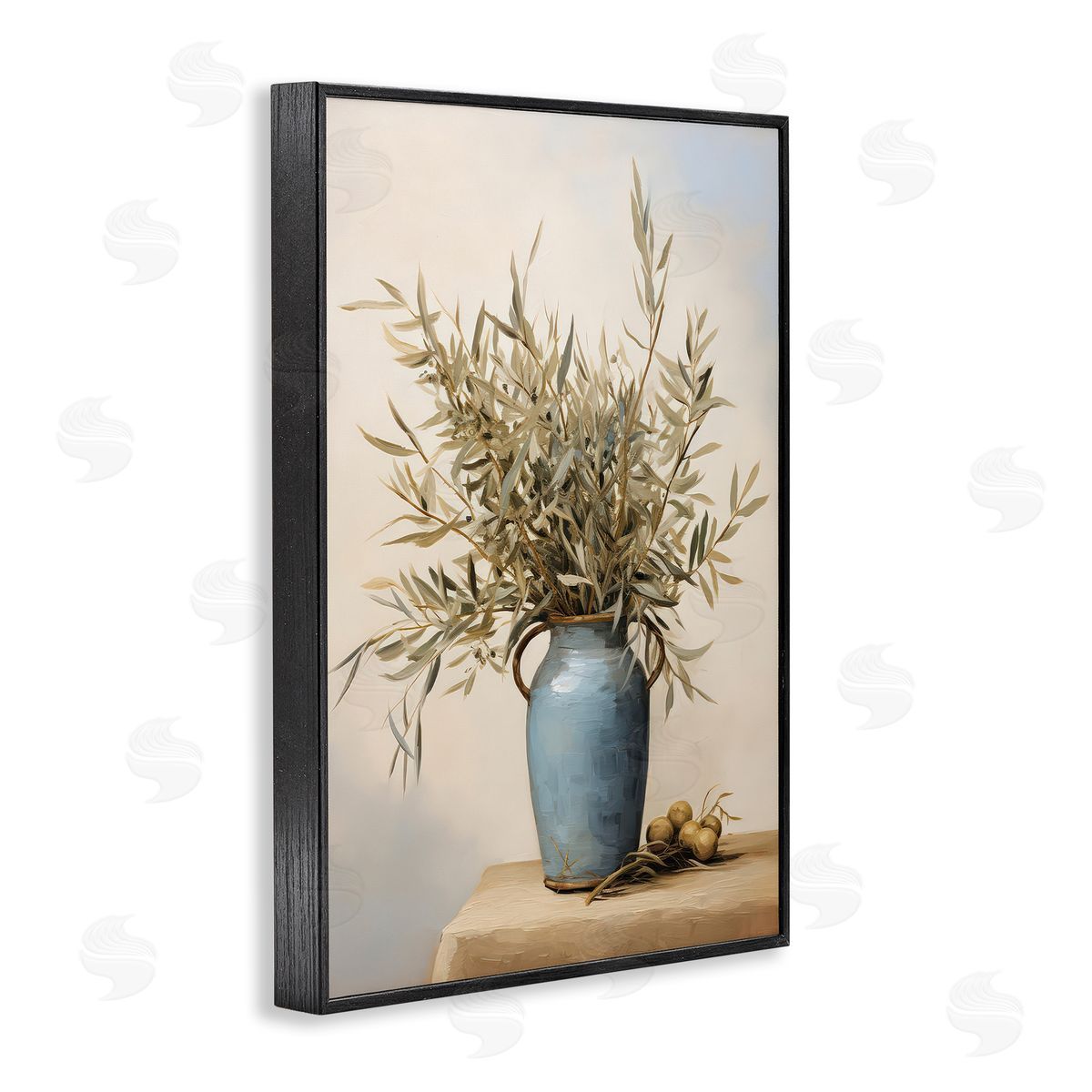 Petal Prints Design Rustic Pottery Plant Black Framed Giclee Wall Art Print