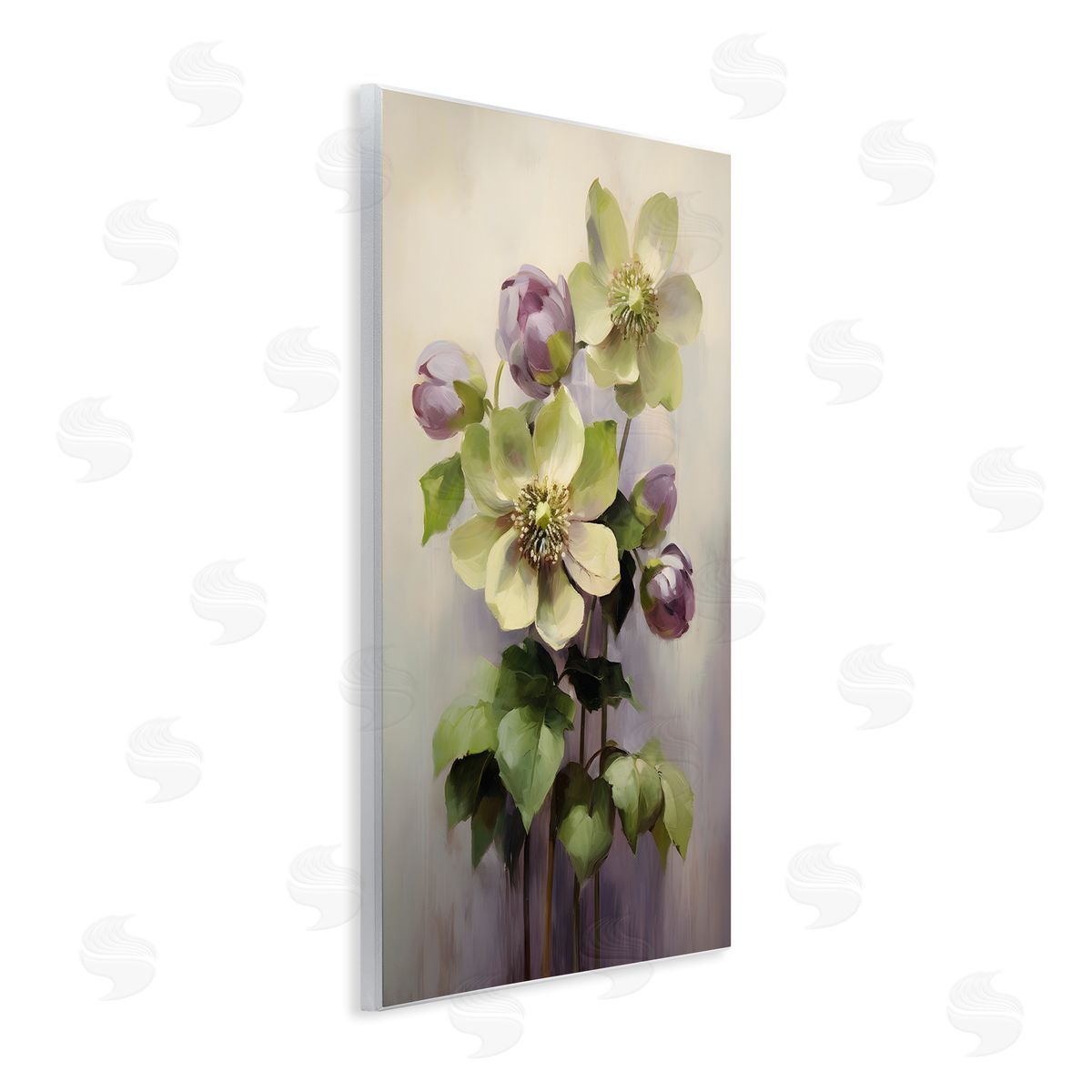 Green and Purple Flowers Wood Plaque Wall Art, Home Decor by Petals Prints Design