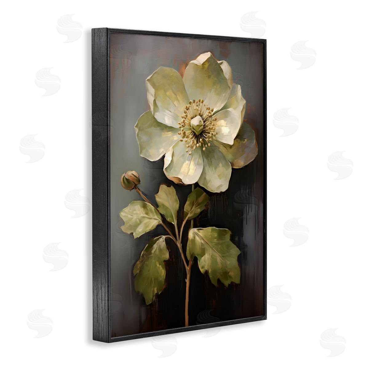 White Magnolia Floret Black Frame Print Wall Art, Home Decor by Petals Prints Design