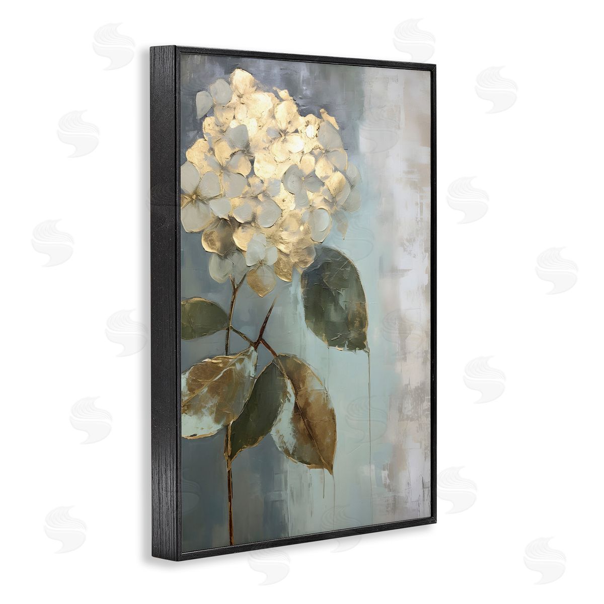 Distressed Hydrangea Bloom Black Frame Print Wall Art, Home Decor by Petals Prints Design