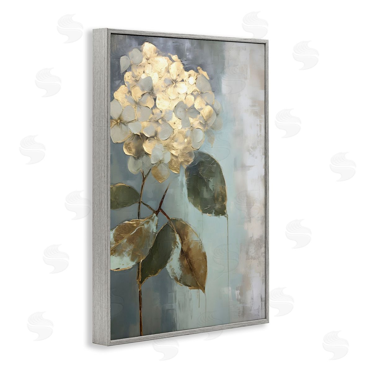 Distressed Hydrangea Bloom Grey Frame Print Wall Art, Home Decor by Petals Prints Design