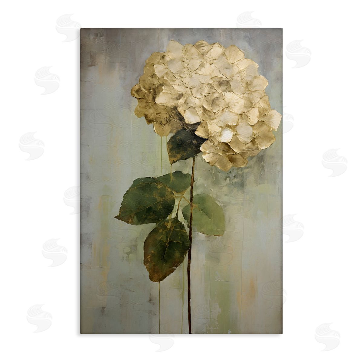 Single Distressed Hydrangea Canvas Wall Art, Home Decor by Petals Prints Design