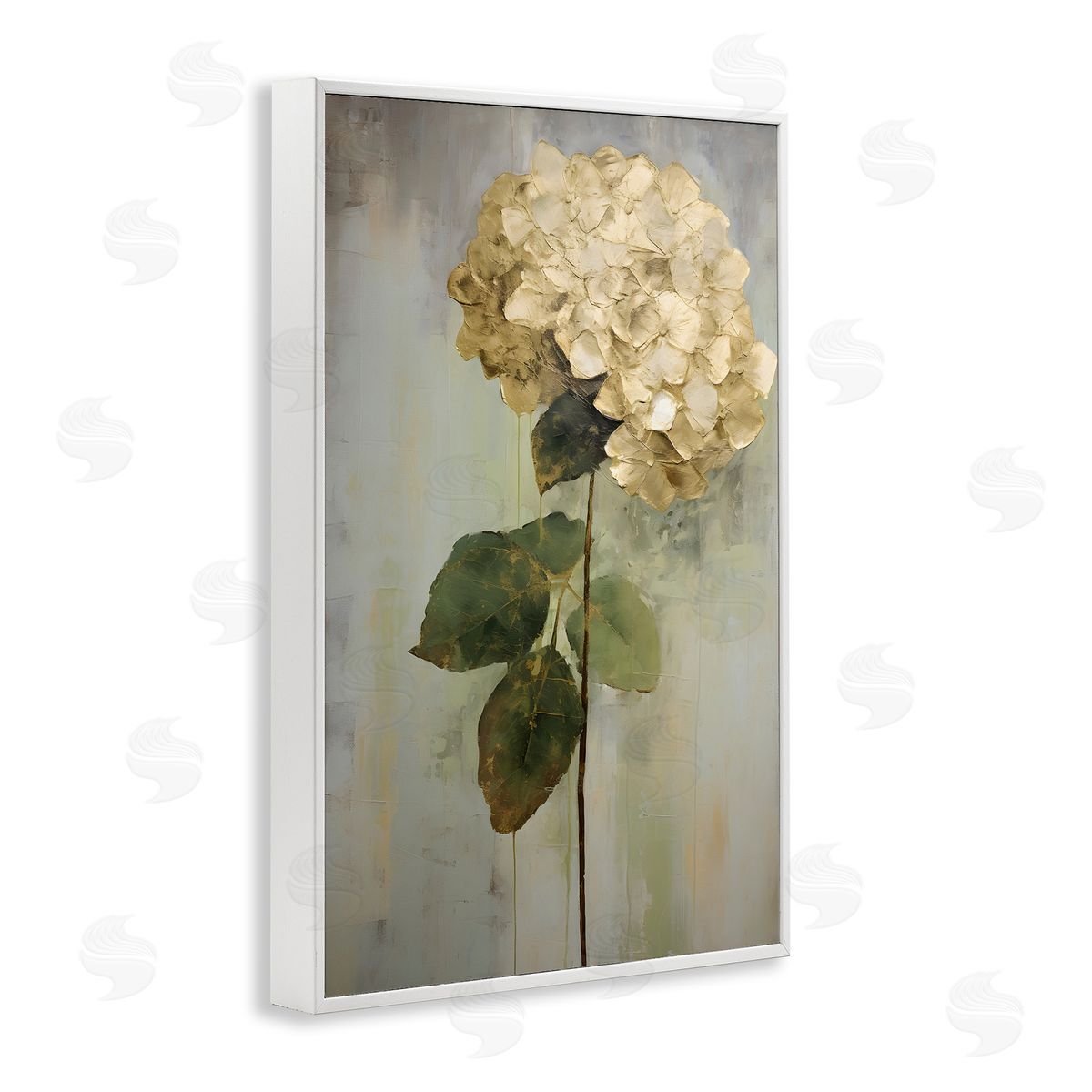 Single Distressed Hydrangea White Frame Print Wall Art, Home Decor by Petals Prints Design