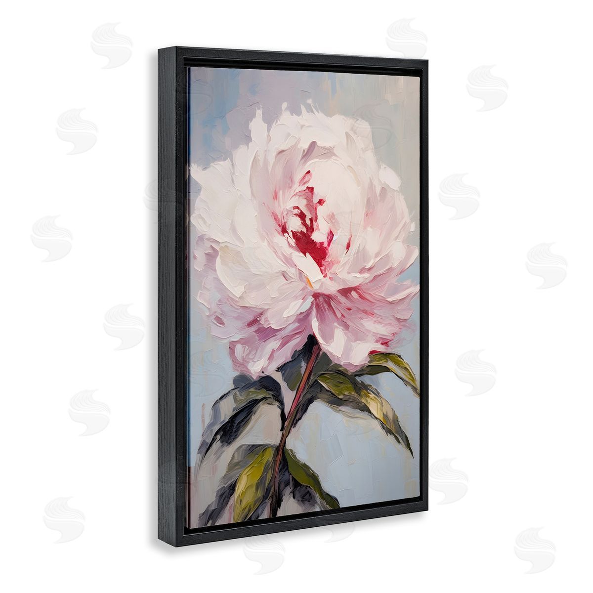 Pale Pink Rose Black Floating Frame Canvas Wall Art, Home Decor by Petals Prints Design