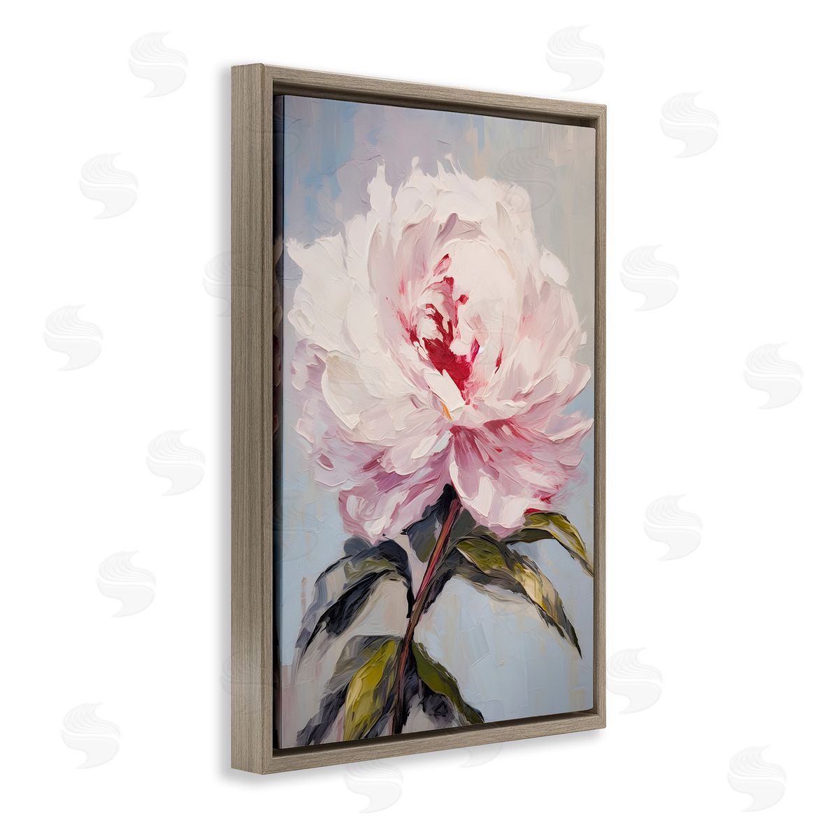 Pale Pink Rose Brown Floating Frame Canvas Wall Art, Home Decor by Petals Prints Design
