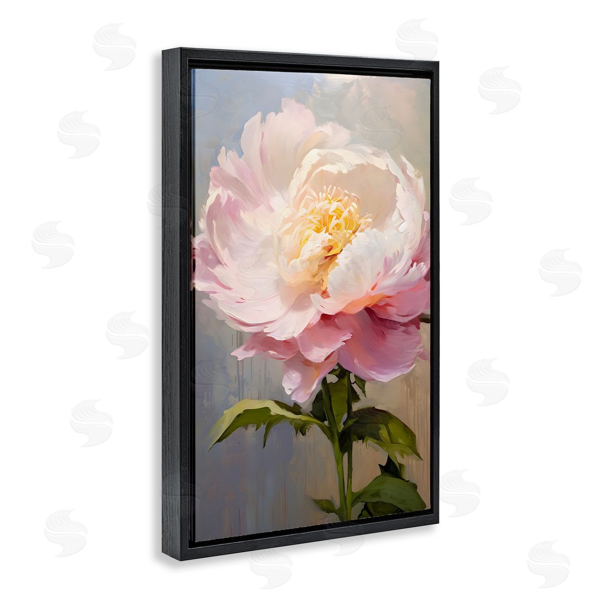 Pink Rose in Bloom Black Floating Frame Canvas Wall Art, Home Decor by Petals Prints Design