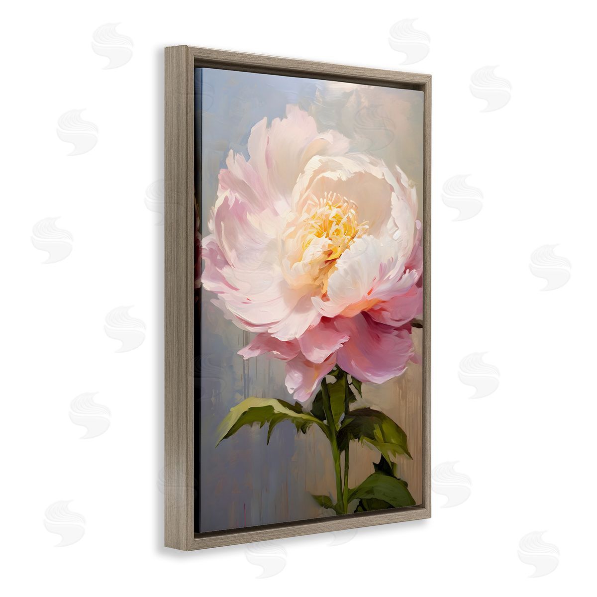 Pink Rose in Bloom Brown Floating Frame Canvas Wall Art, Home Decor by Petals Prints Design