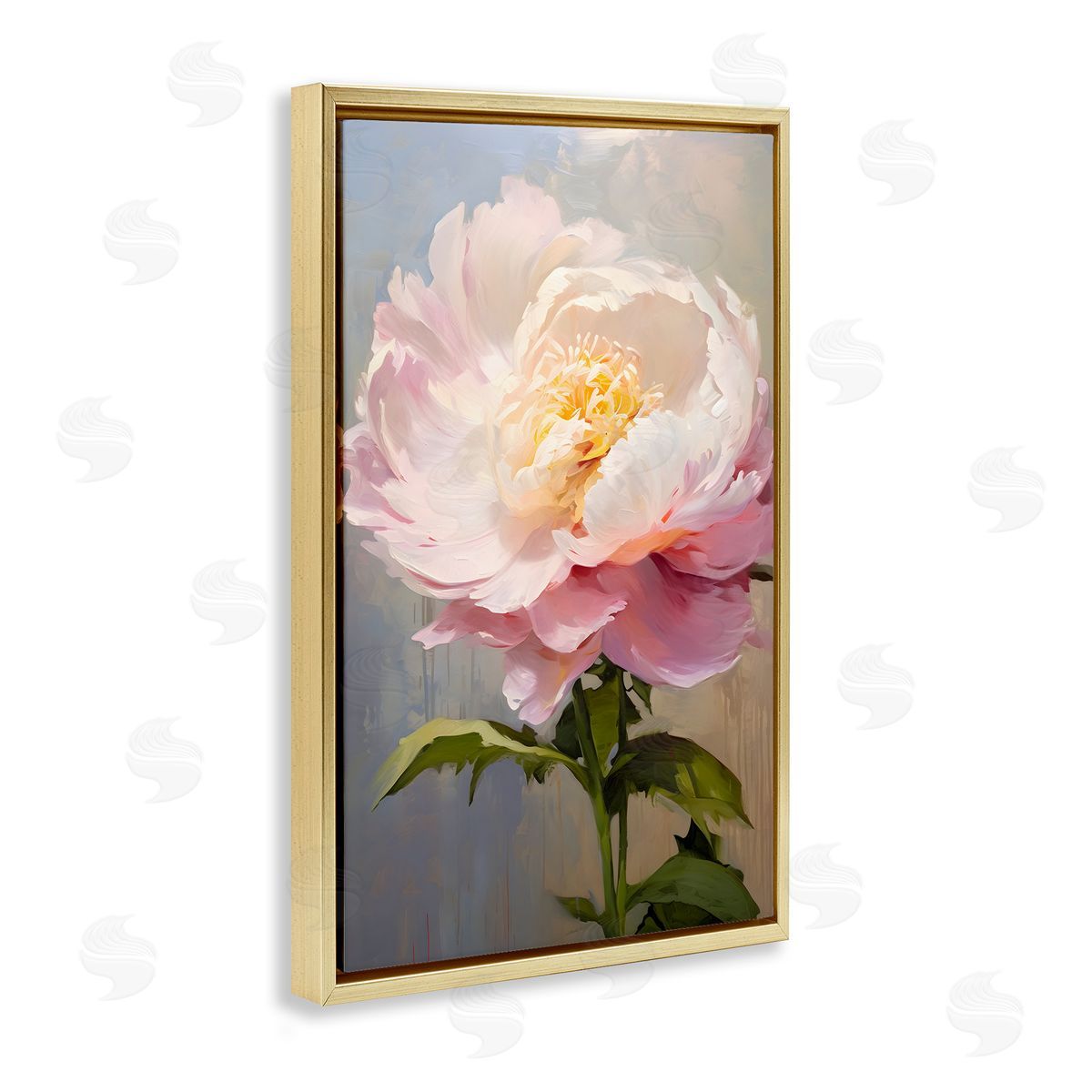 Pink Rose in Bloom Gold Floating Frame Canvas Wall Art, Home Decor by Petals Prints Design