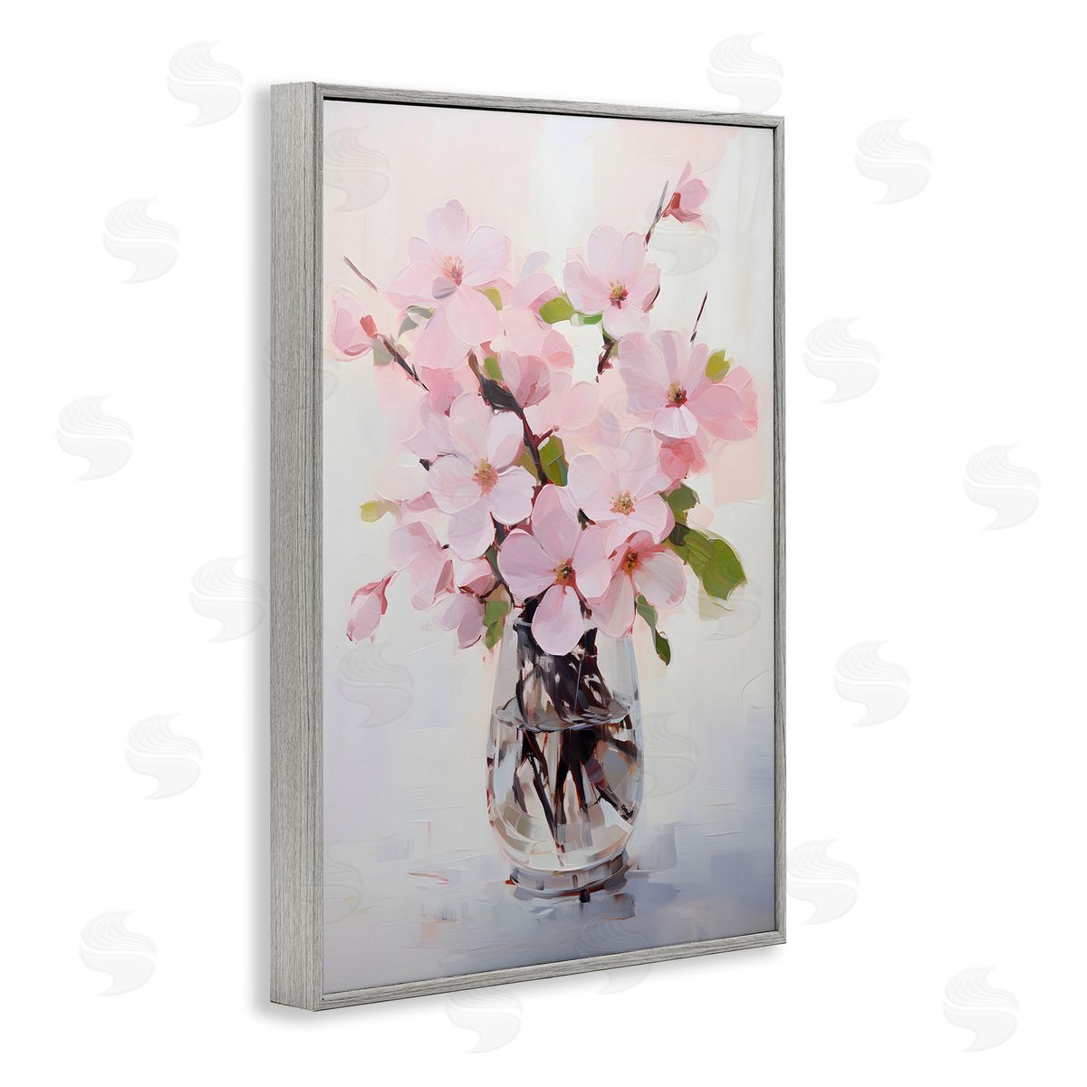 Rosy Flower Vase Grey Frame Print Wall Art, Home Decor by Petals Prints Design