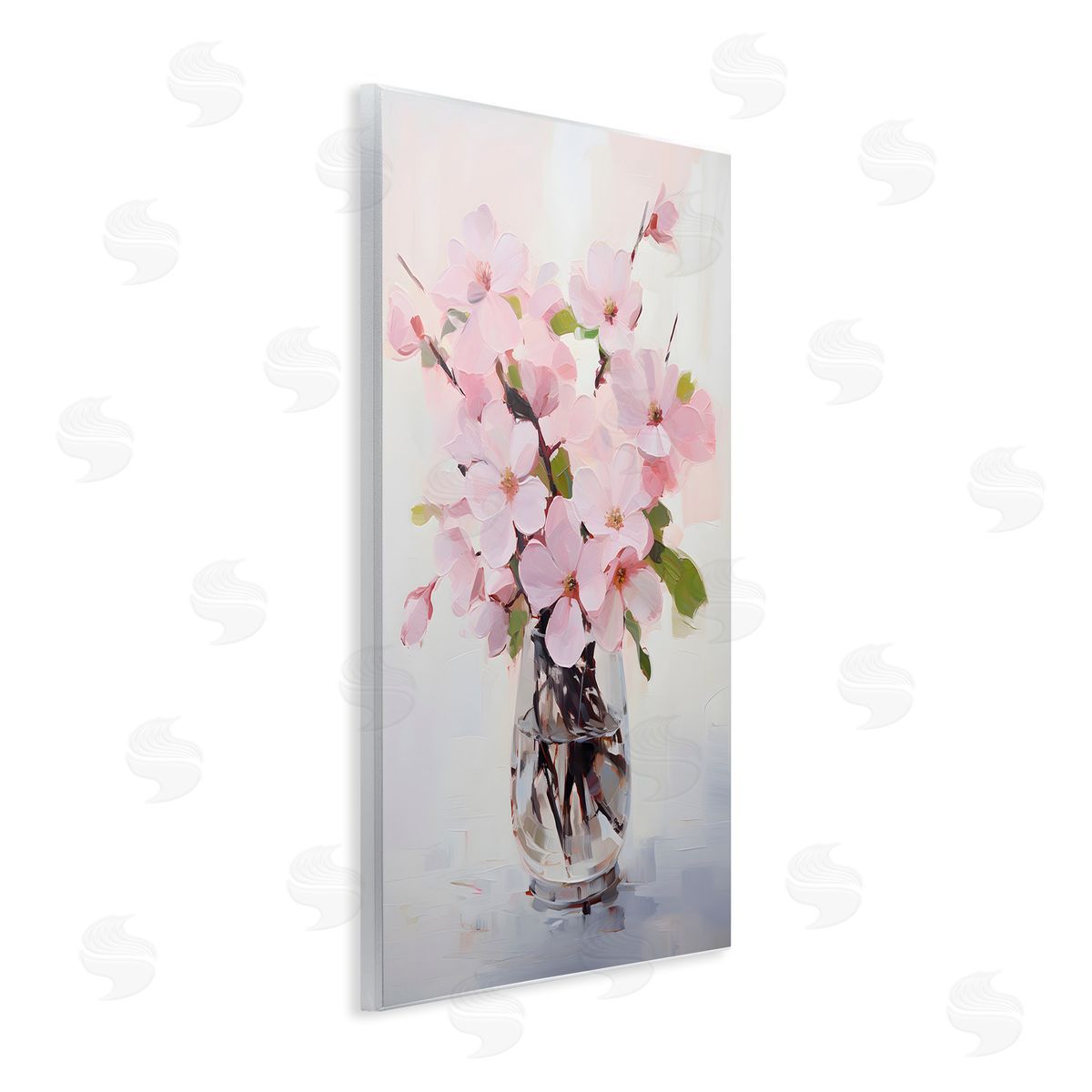 Rosy Flower Vase Wood Plaque Wall Art, Home Decor by Petals Prints Design
