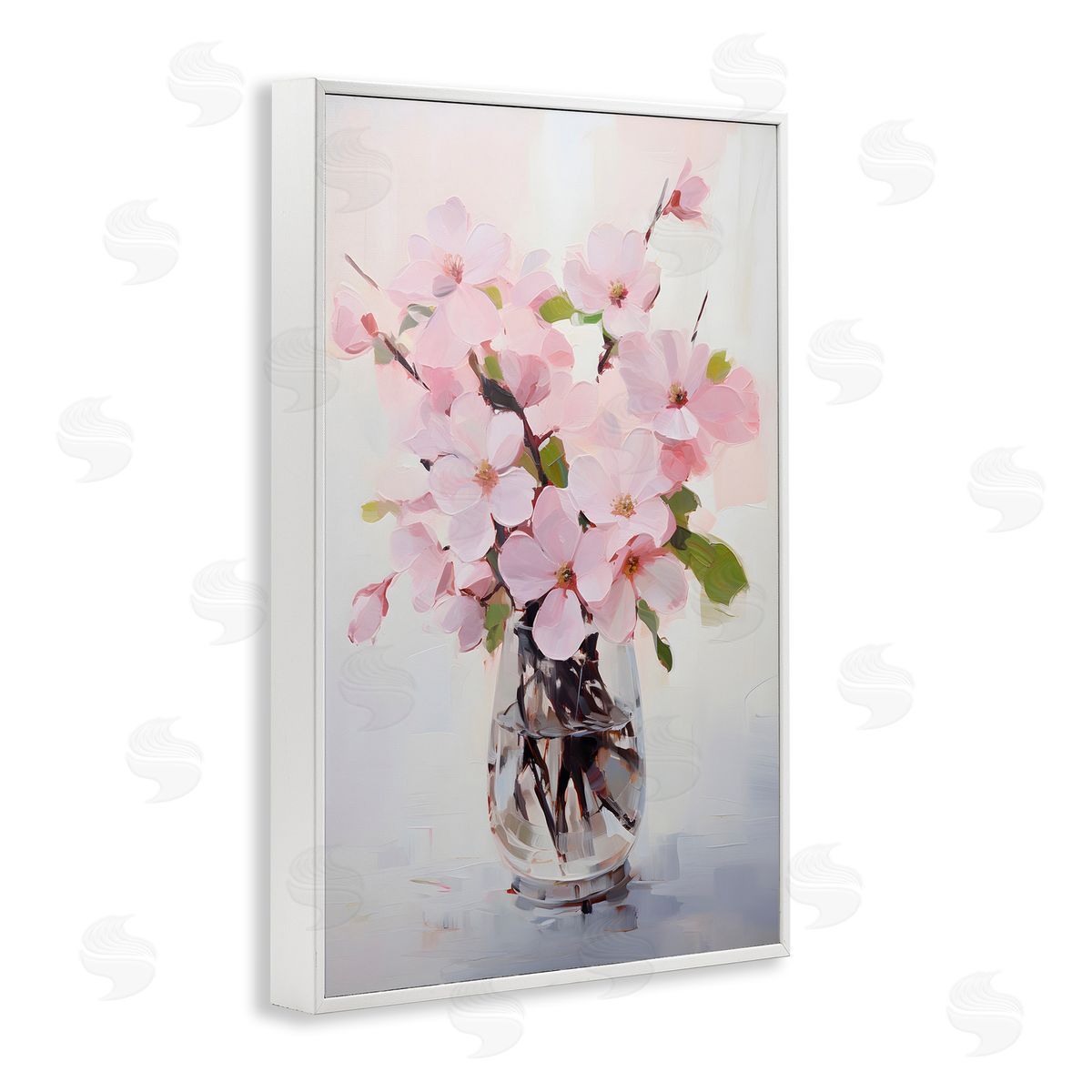 Rosy Flower Vase White Frame Print Wall Art, Home Decor by Petals Prints Design