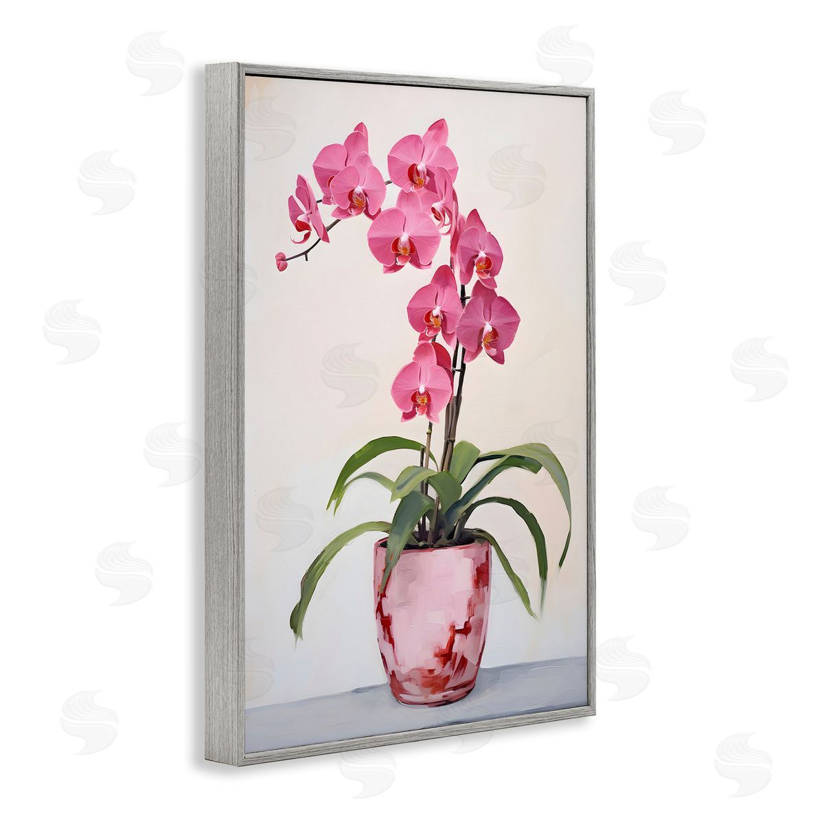 Modern Pink Orchid Grey Frame Print Wall Art, Home Decor by Petals Prints Design