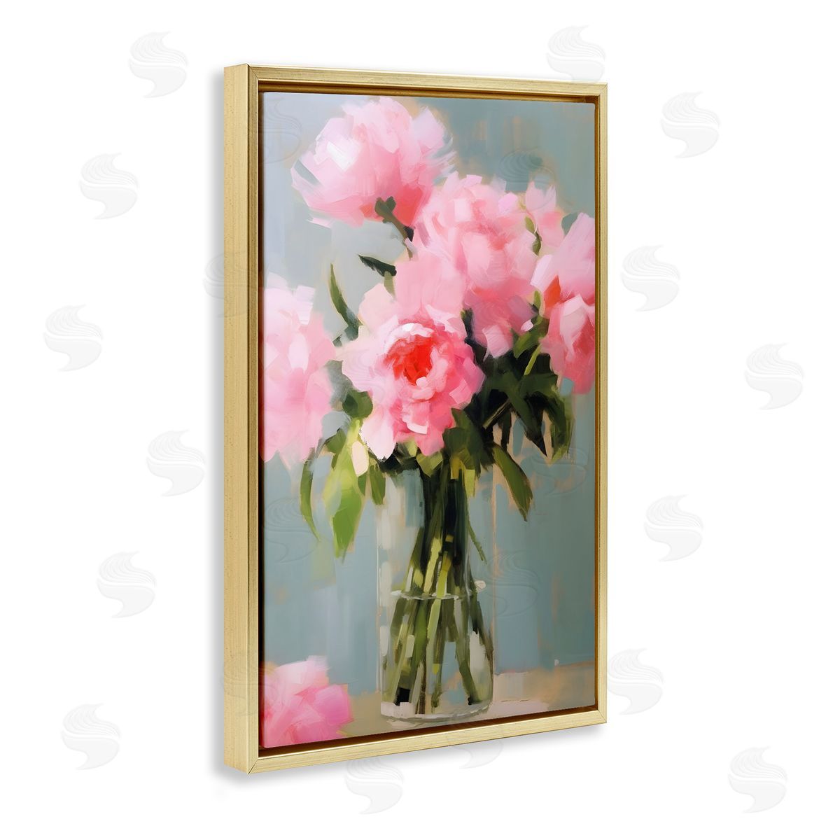 Confetti Roses Bouquet Gold Floating Frame Canvas Wall Art, Home Decor by Petals Prints Design