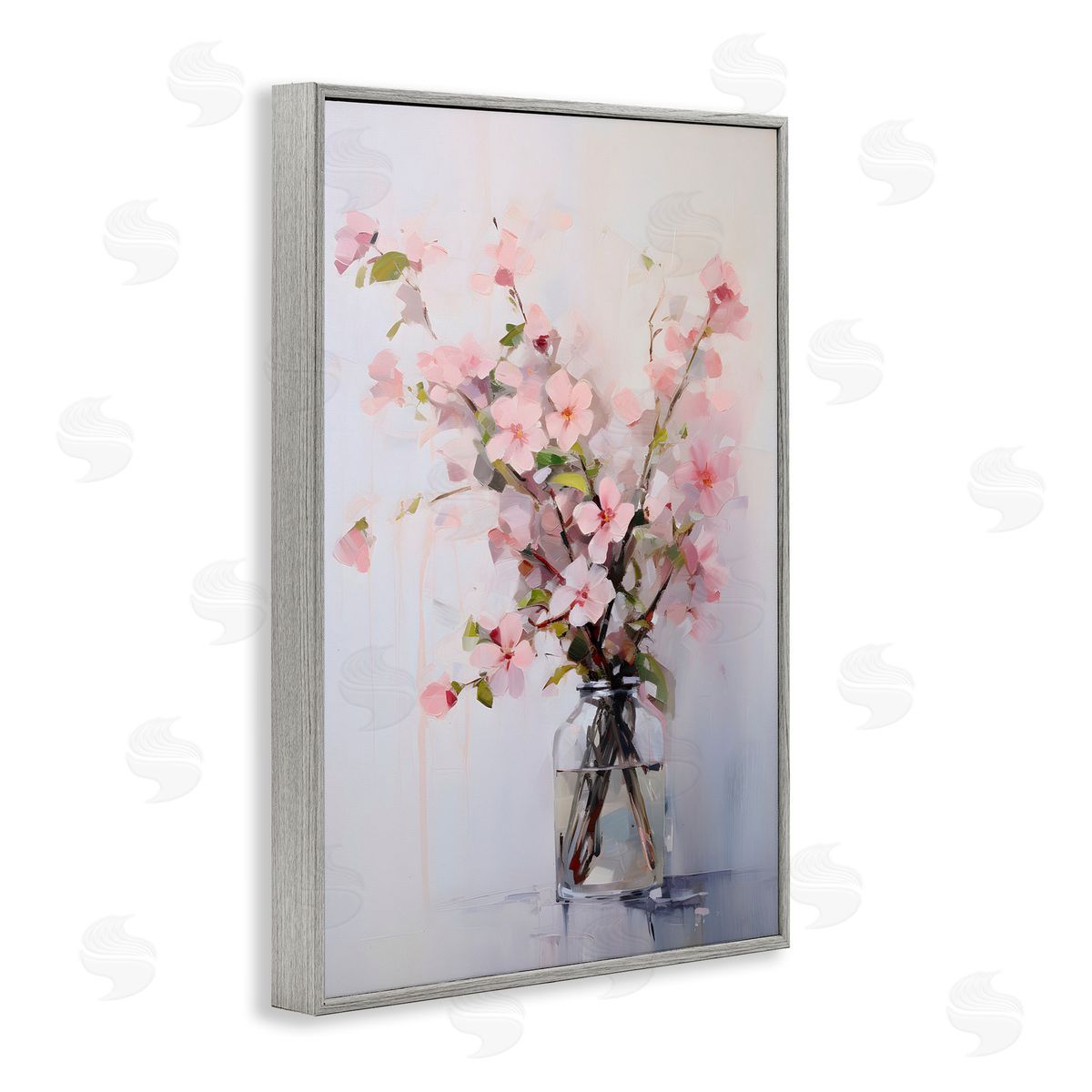 Soft Sakura Vase Grey Frame Print Wall Art, Home Decor by Petals Prints Design