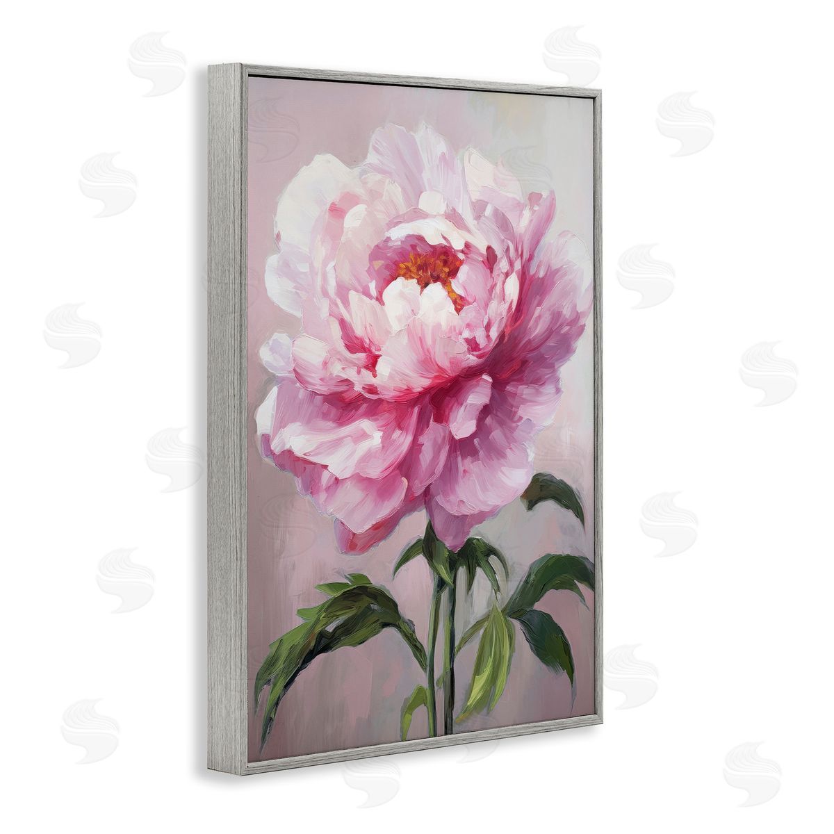 Pink Blooming Floral Grey Frame Print Wall Art, Home Decor by Petals Prints Design