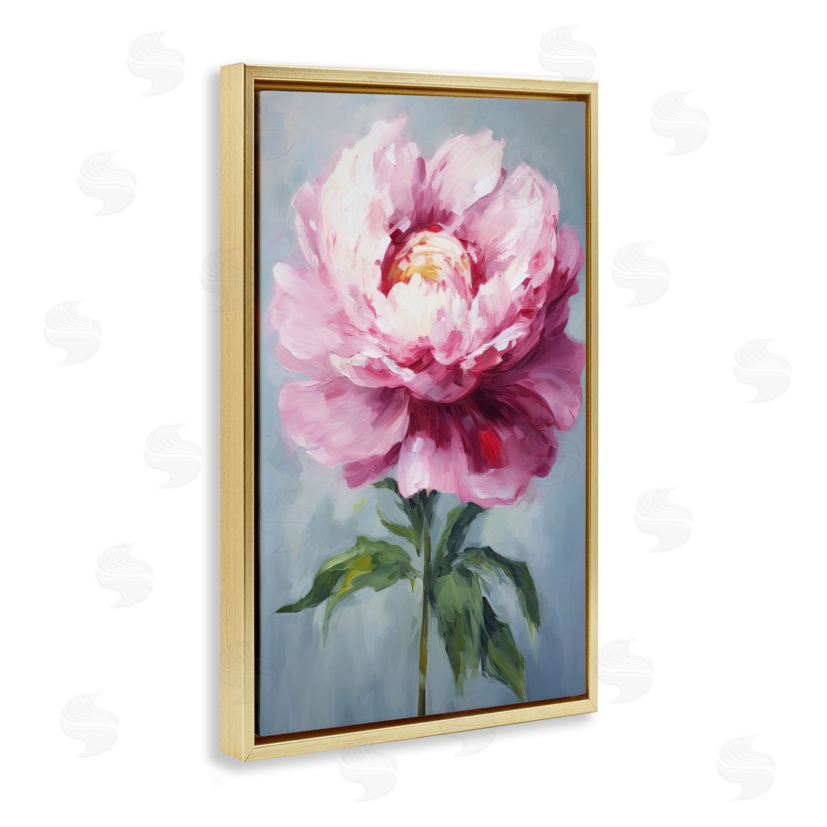 Pale Pink Floral Gold Floating Frame Canvas Wall Art, Home Decor by Petals Prints Design