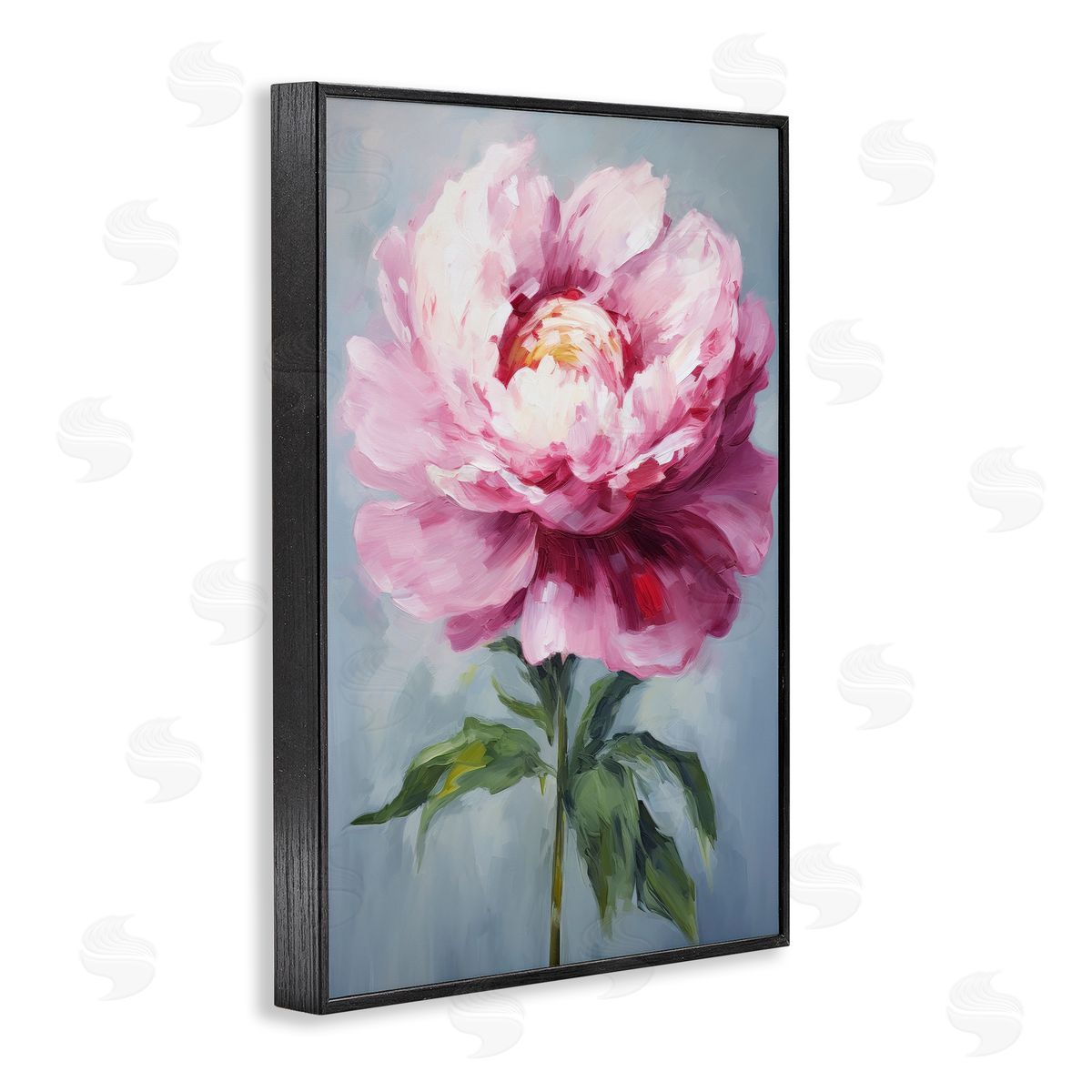 Pale Pink Floral Black Frame Print Wall Art, Home Decor by Petals Prints Design