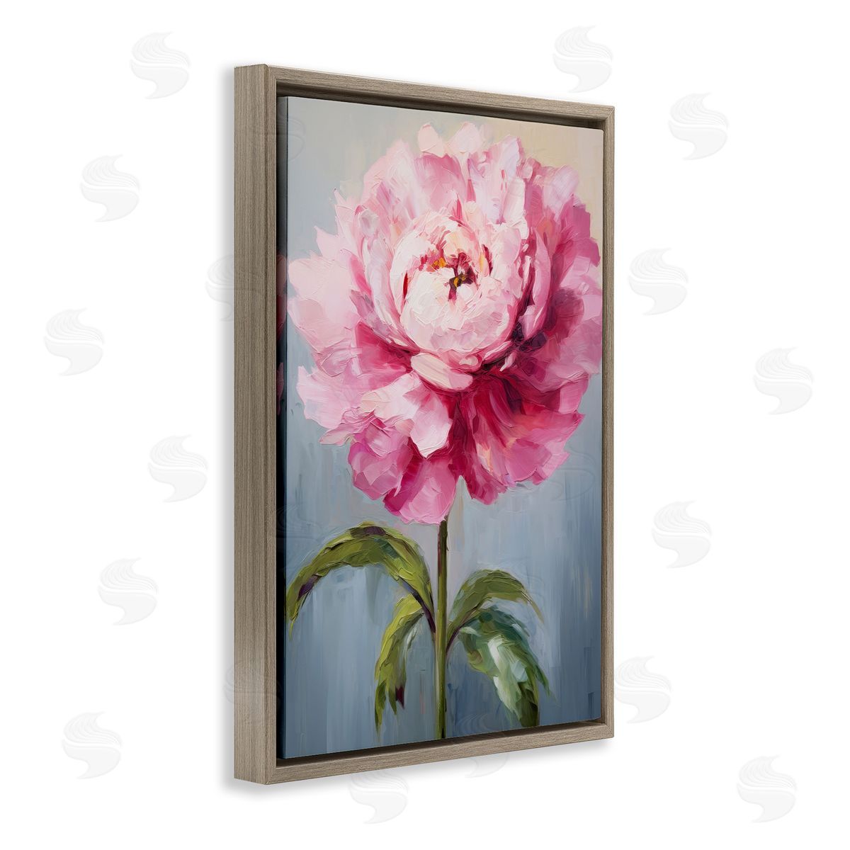 Blush Pink Carnation Brown Floating Frame Canvas Wall Art, Home Decor by Petals Prints Design