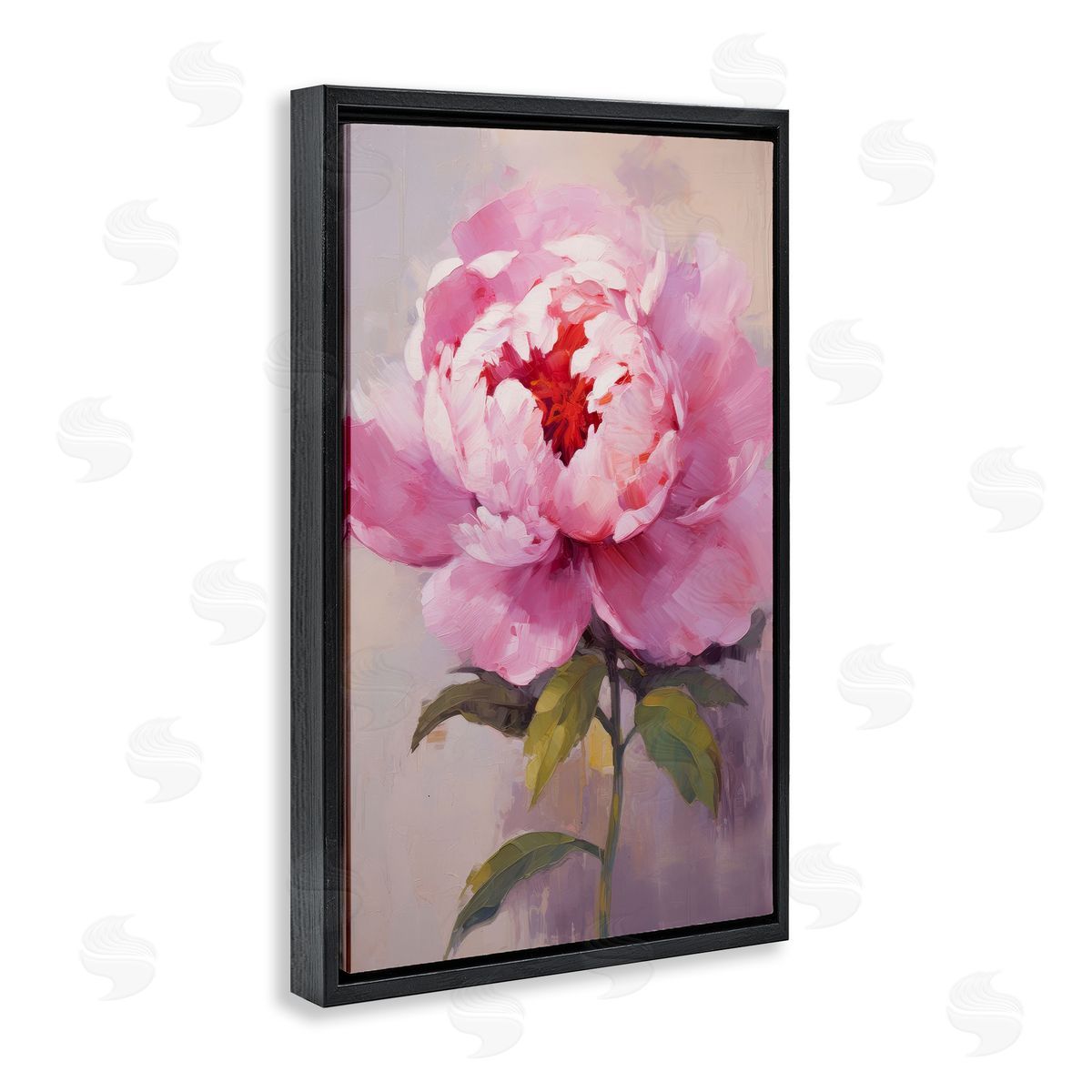 Blush Pink Peony Black Floating Frame Canvas Wall Art, Home Decor by Petals Prints Design