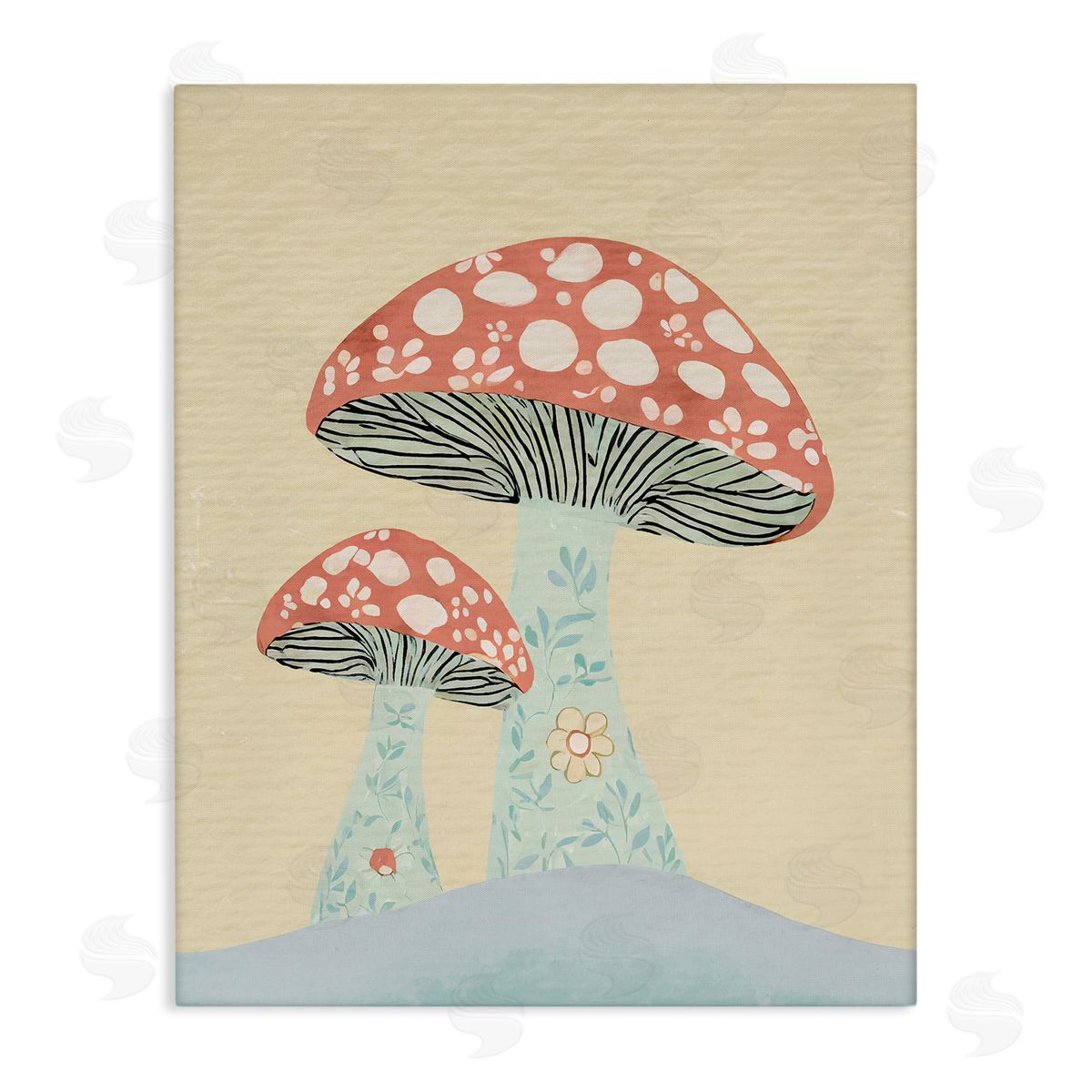 Floral Collaged Mushrooms Canvas Wall Art, Home Decor by Stupell Studio