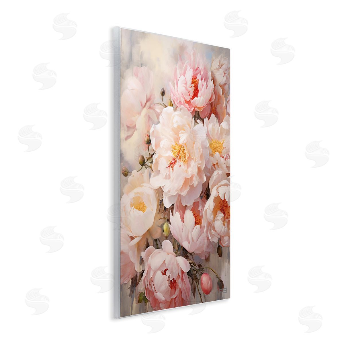Pink Peonies Collage Wood Plaque Wall Art, Home Decor by Roozbeh Bahramali