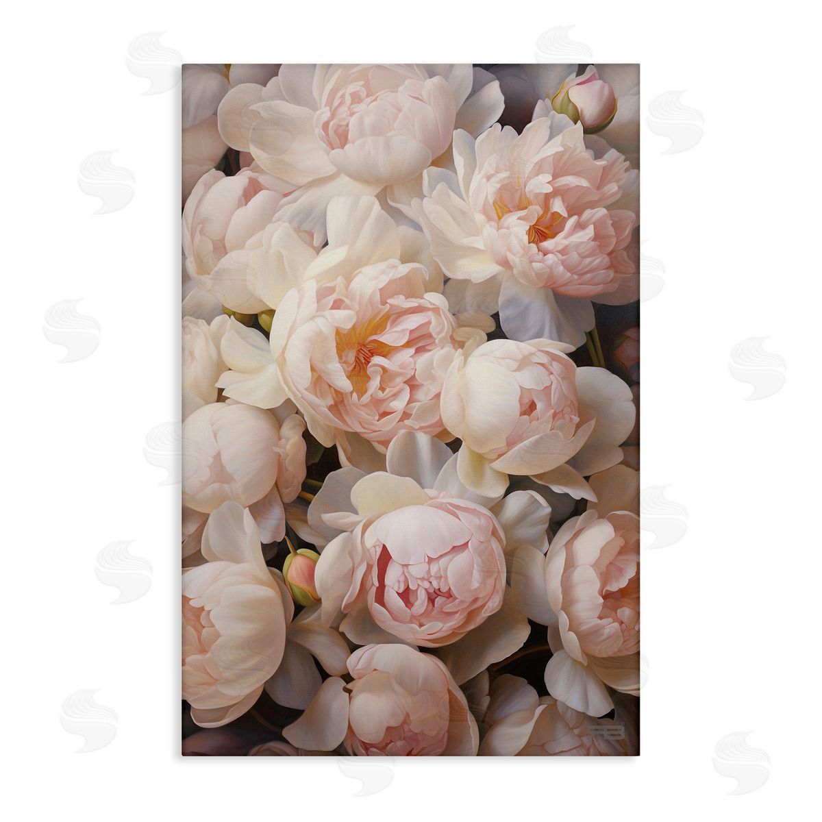 Blooming Pink Peonies Canvas Wall Art, Home Decor by Roozbeh Bahramali