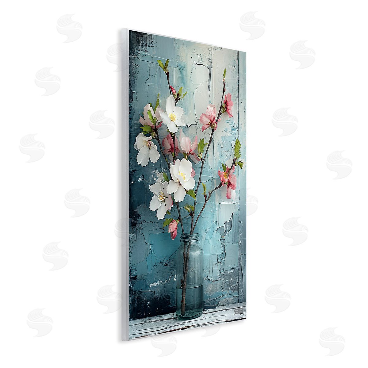 Distressed Magnolia Vase Wood Plaque Wall Art, Home Decor by Roozbeh Bahramali
