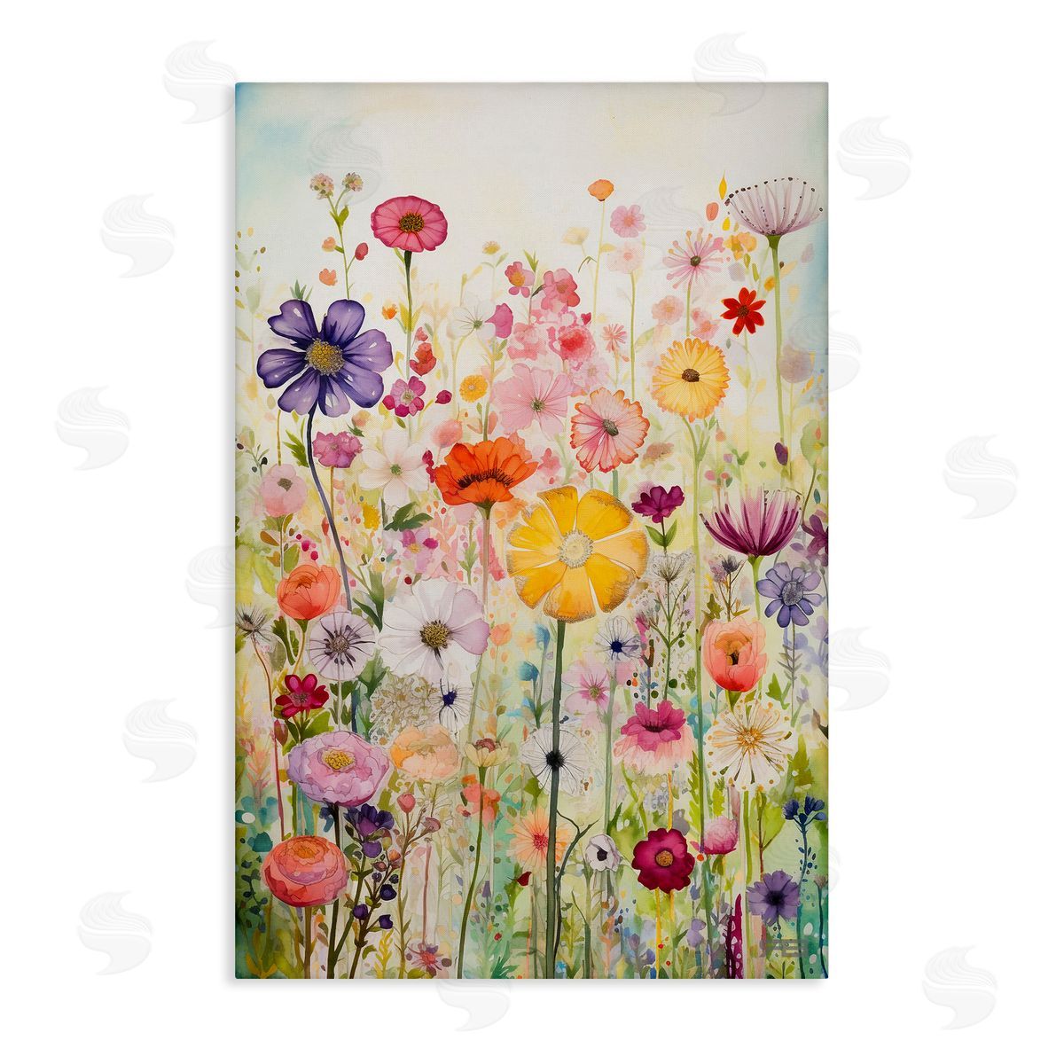 Bright Flower Garden Canvas Wall Art, Home Decor by Roozbeh Bahramali