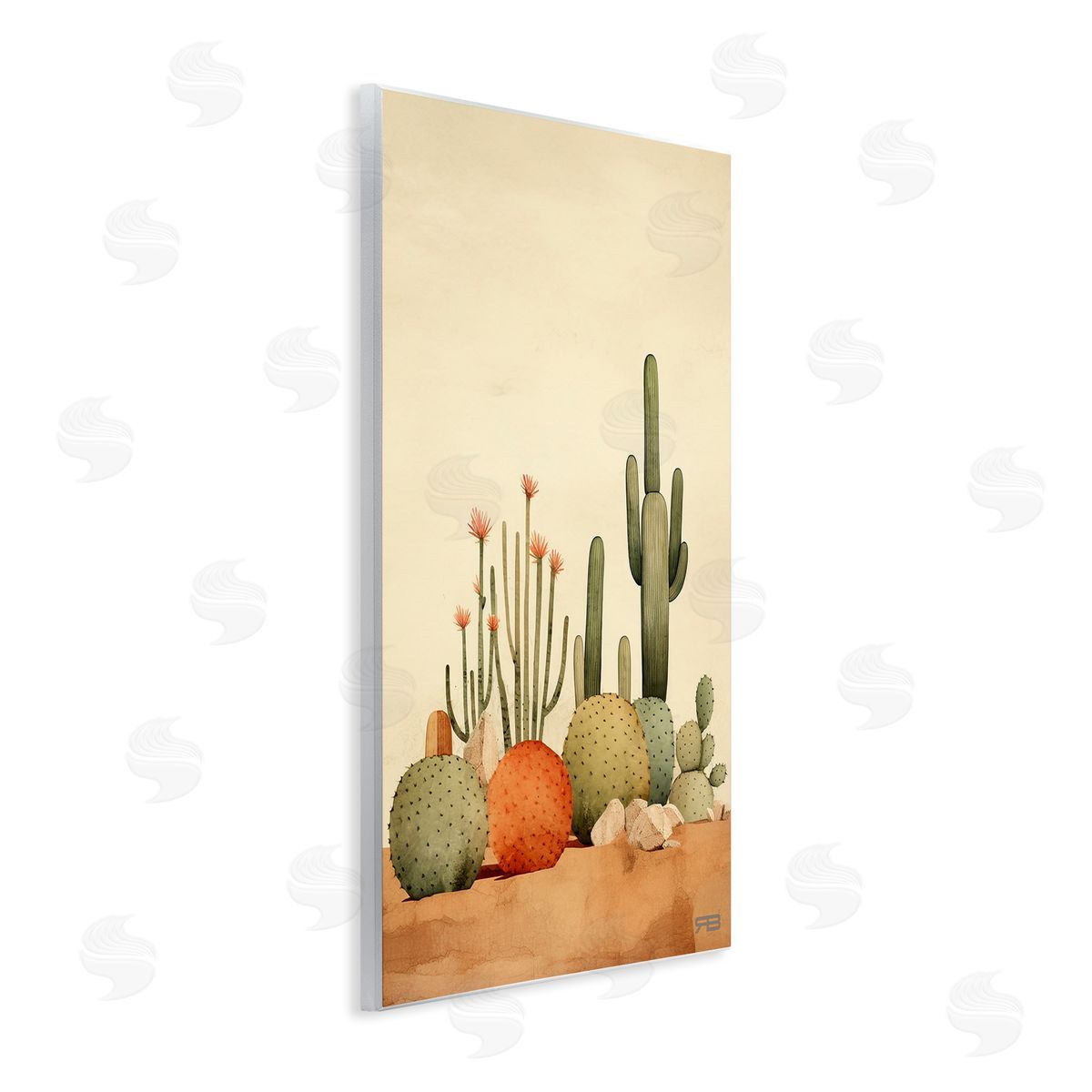 Desert Cactus Scenery Wood Plaque Wall Art, Home Decor by Roozbeh Bahramali